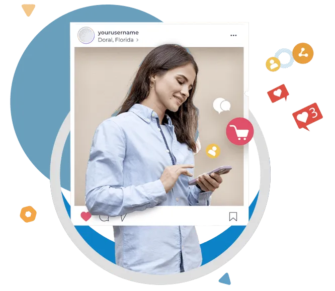 a woman in corporate attire looking at her phone while smiling