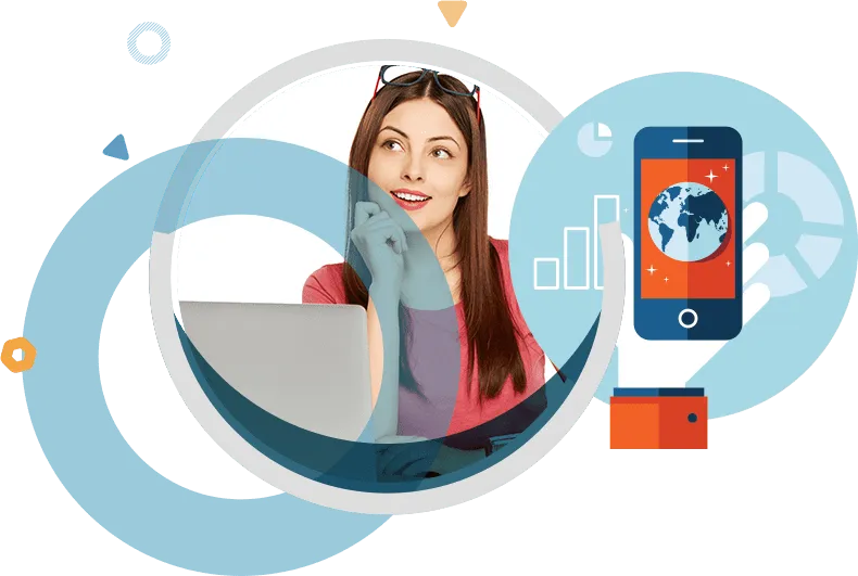 a woman in red looking up while smiling