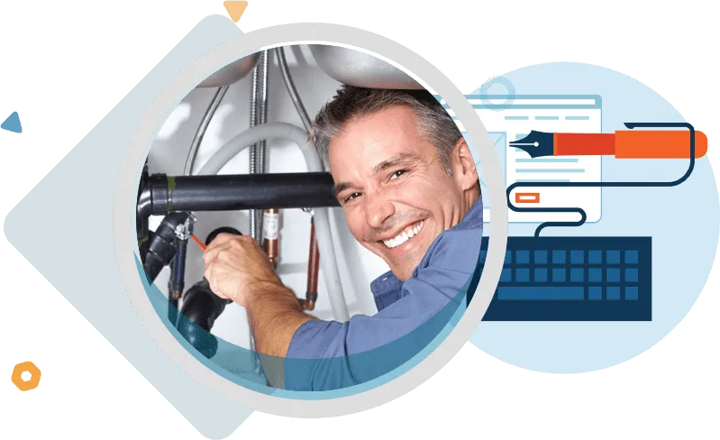 plumber working in a clogged drain