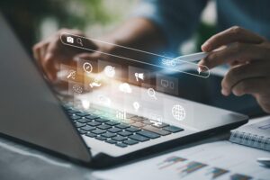 man working on SEO using his laptop