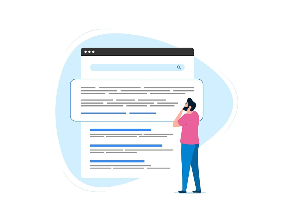 search results page where the answer is highlighted at the top, with smaller, faded-out website links below